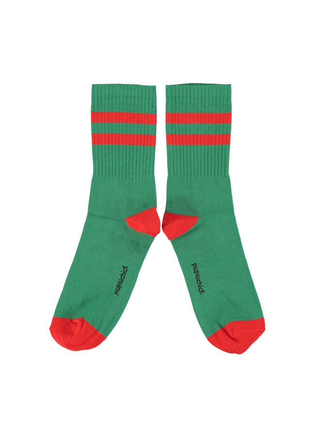 Piupiuchick - Socks - Green w/ red stripes