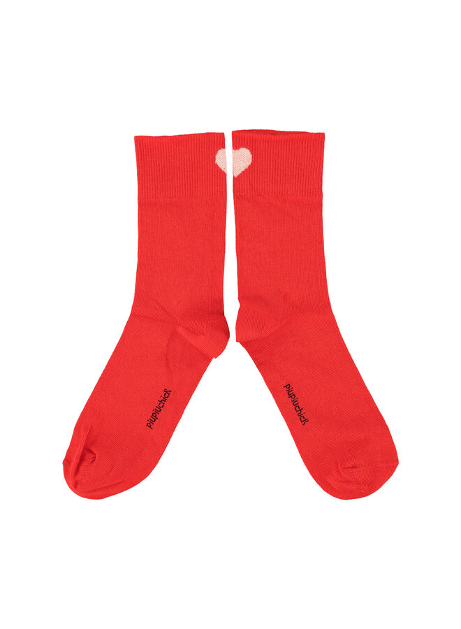 Socks - Red w/ ecru heart