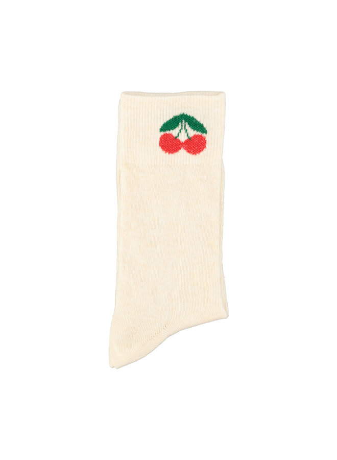 Piupiuchick - Socks - Ecru w/ cherry print
