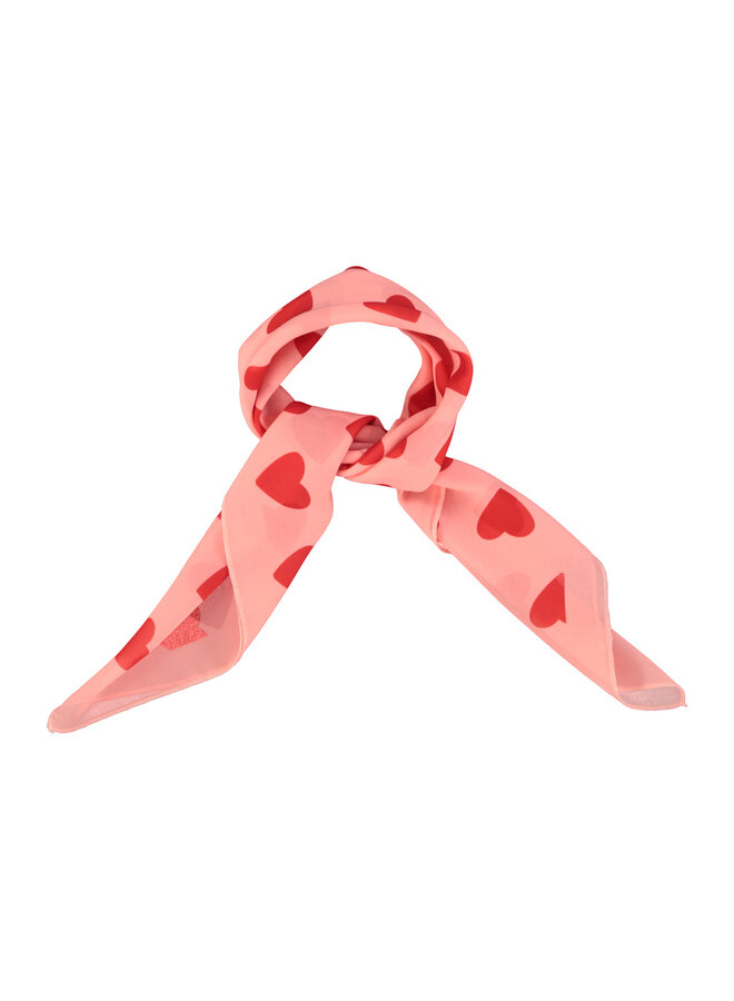 Silky bandana - Pink w/ red hearts allover