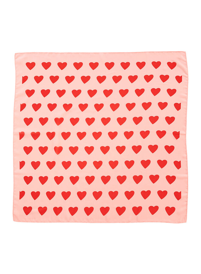 Piupiuchick - Silky bandana - Pink w/ red hearts allover