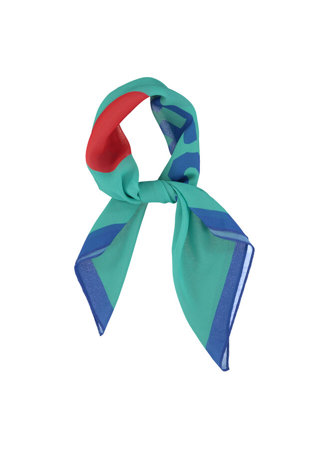 Piupiuchick - Silky bandana - Turquoise w/ "peace" print
