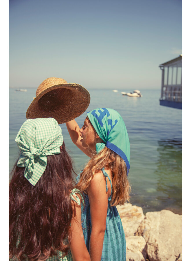 Piupiuchick - Silky bandana - Turquoise w/ "peace" print