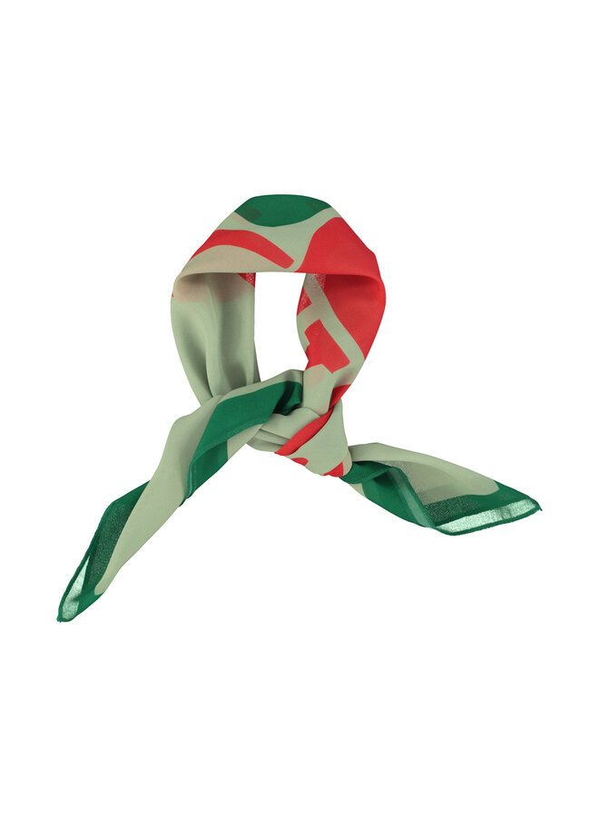 Silky bandana - Olive green w/ red apple