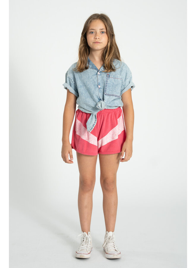 Piupiuchick - Shorts - Pink w/ white stripes print