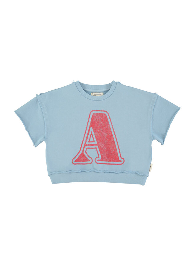 Piupiuchick - Short sleeve sweatshirt - Blue w/ "A" print