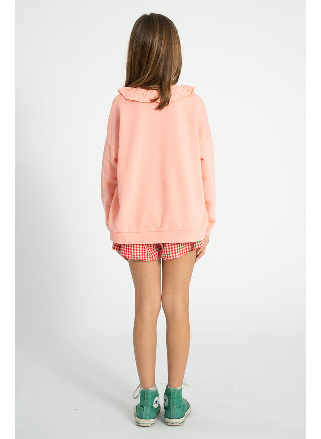 Piupiuchick - Sweatshirt w/ collar - Light pink w/ strawberry print