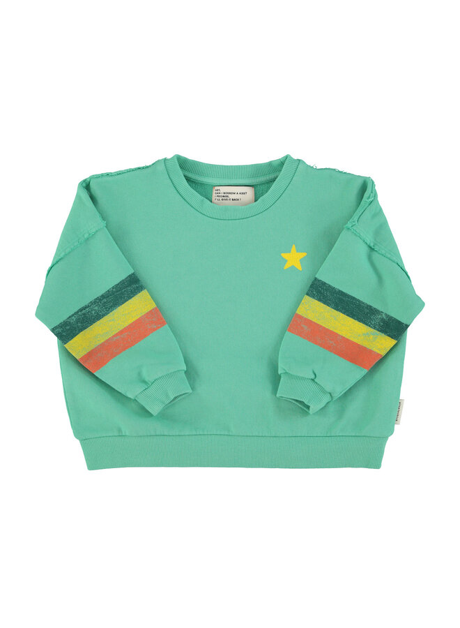 Sweatshirt - Green w/ multicolor stripes