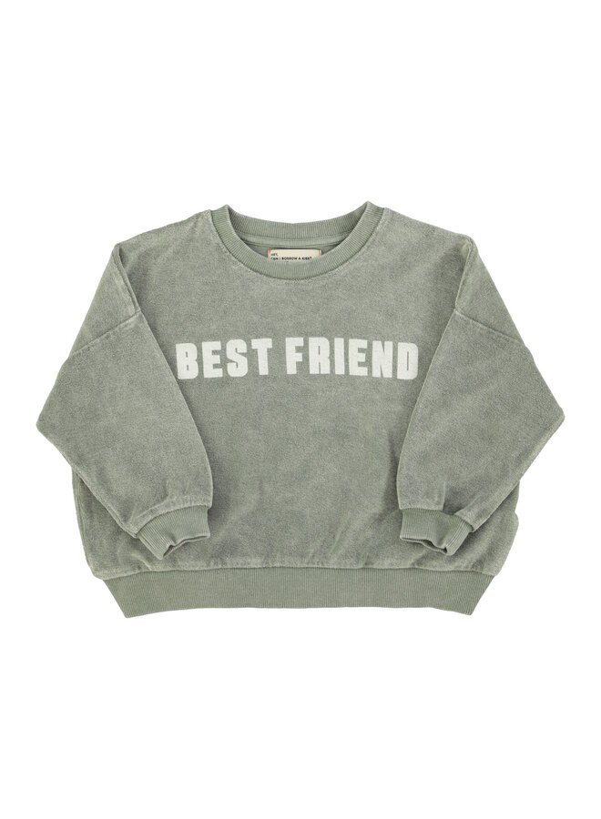Piupiuchick - Sweatshirt - Washed green w/ "best friend" print