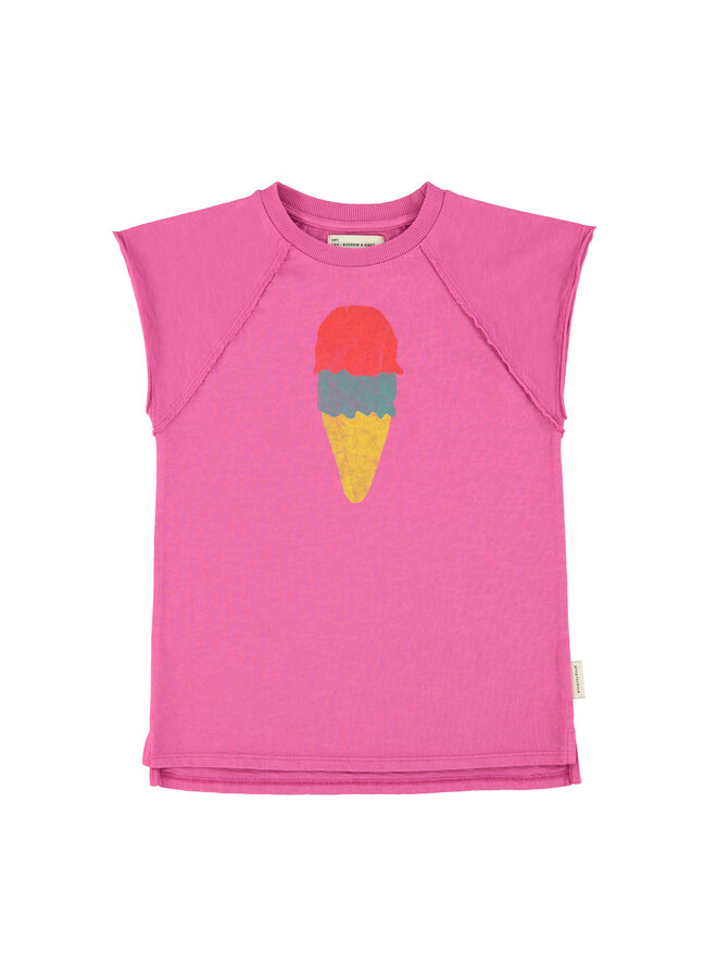 T-shirt dress - Fuchsia w/ ice cream print