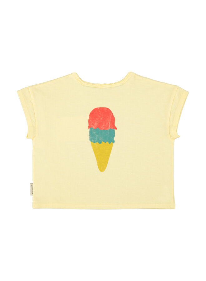 Piupiuchick - T-shirt - Light yellow w/ "beach bar" print