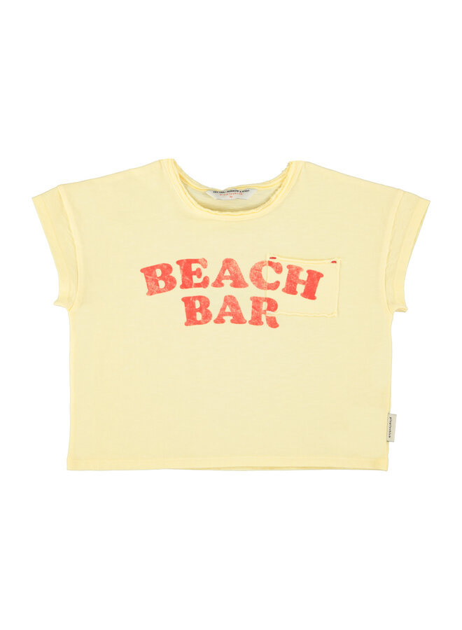 T-shirt - Light yellow w/ "beach bar" print
