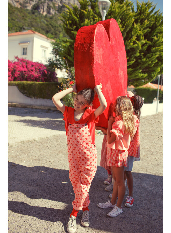 Piupiuchick - T-shirt w/ Peter Pan collar - Red w/ "amour" print