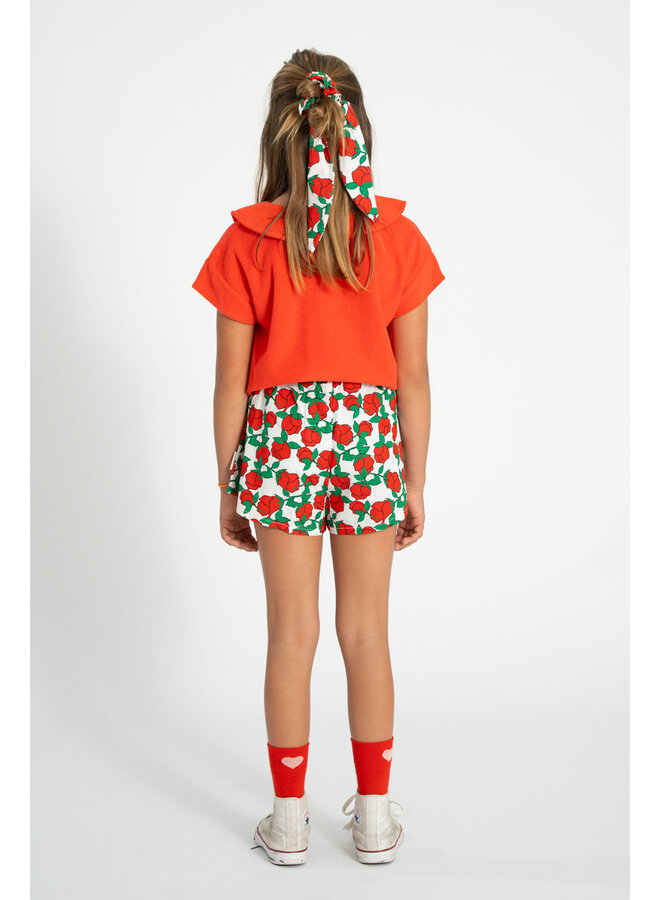 Piupiuchick - T-shirt w/ Peter Pan collar - Red w/ "amour" print