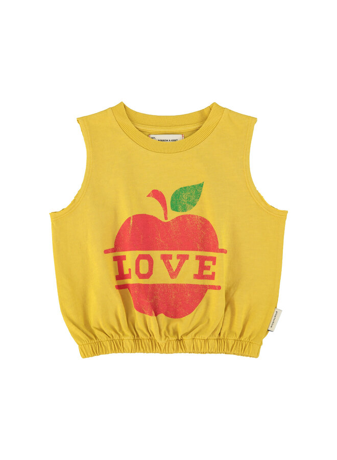 Sleeveless top - Mustard w/ apple print