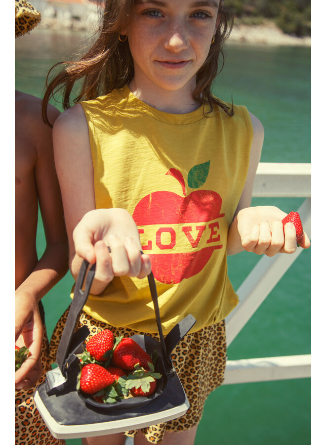 Piupiuchick - Sleeveless top - Mustard w/ apple print