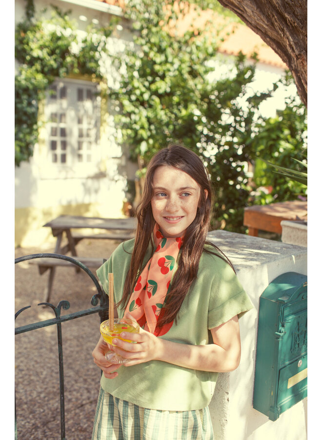 Piupiuchick - T-shirt - Light olive w/ cherry print