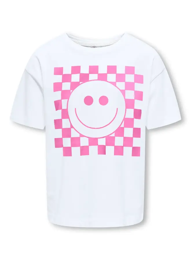 Carty life tee – Bright white/Check smiley