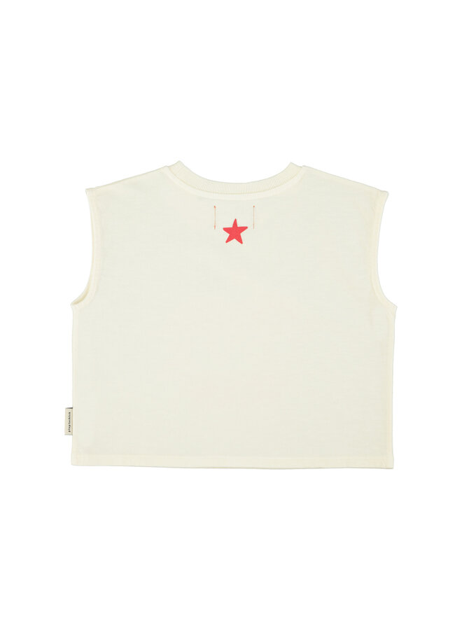 Piupiuchick - Sleeveless t-shirt - Ecru w/ apple print