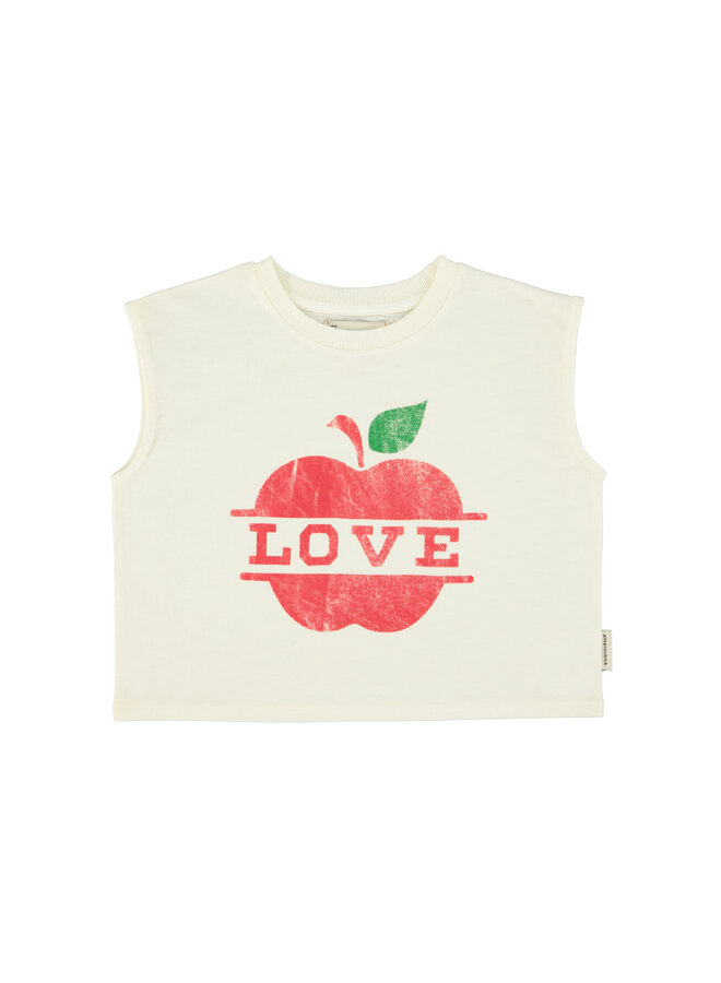 Piupiuchick - Sleeveless t-shirt - Ecru w/ apple print