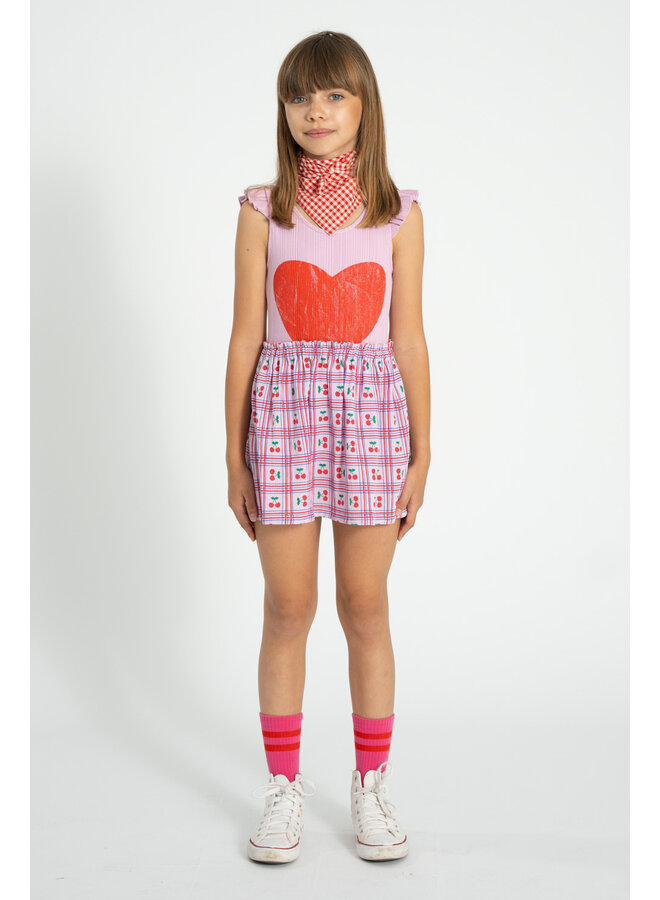 Piupiuchick - Sleeveless bodysuit - Lilac w/ red heart print