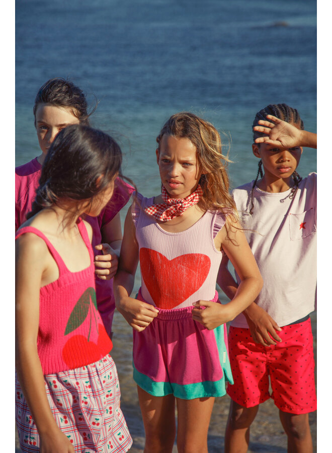 Piupiuchick - Sleeveless bodysuit - Lilac w/ red heart print