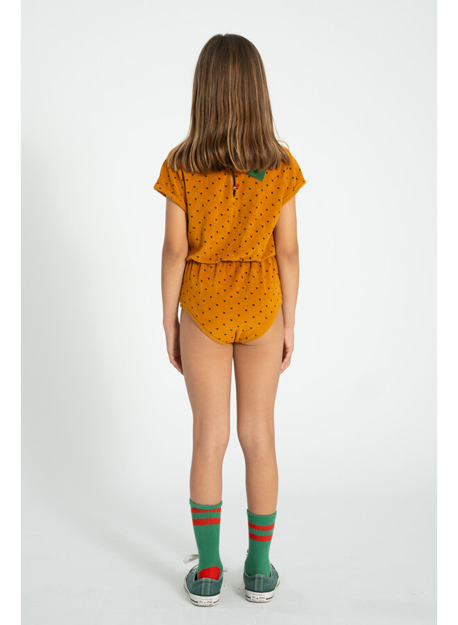 Piupiuchick - Playsuit - Camel w/ black hearts allover