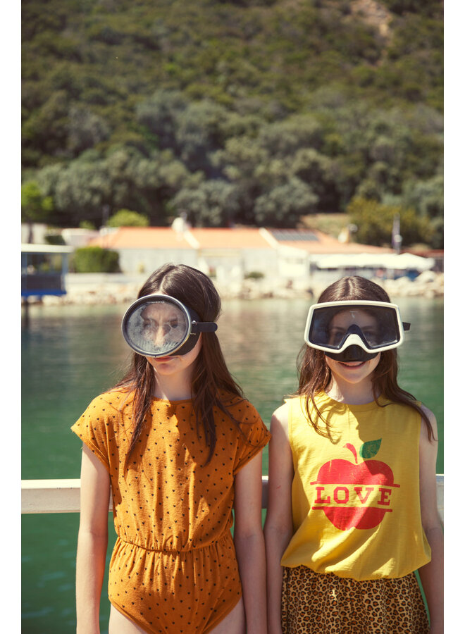 Piupiuchick - Playsuit - Camel w/ black hearts allover