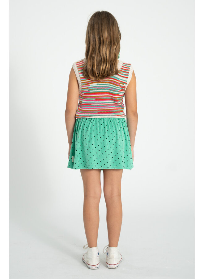 Piupiuchick - Short skirt - Green w/ black hearts allover