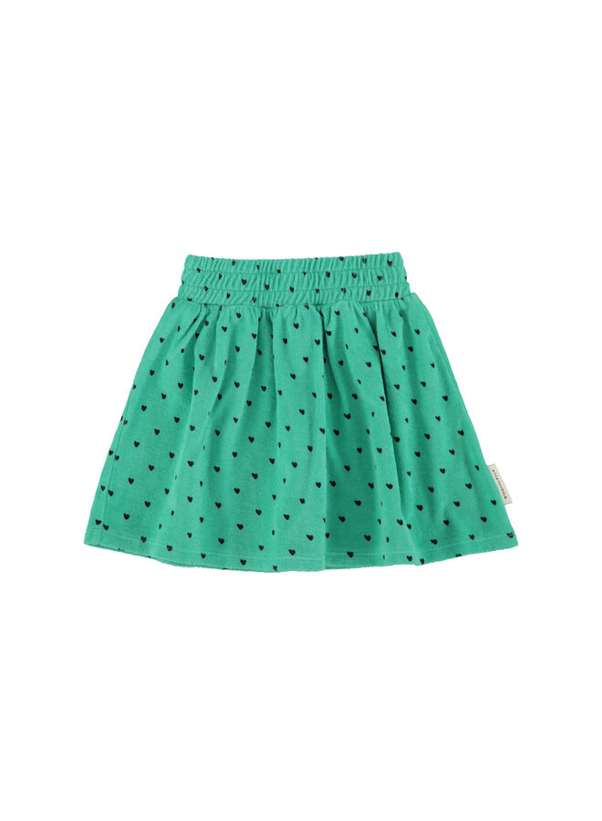 Short skirt - Green w/ black hearts allover