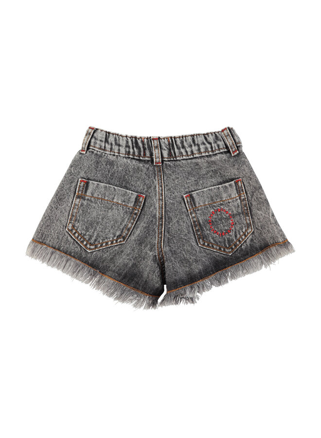 Piupiuchick - Shorts w/ fringes - Washed black denim