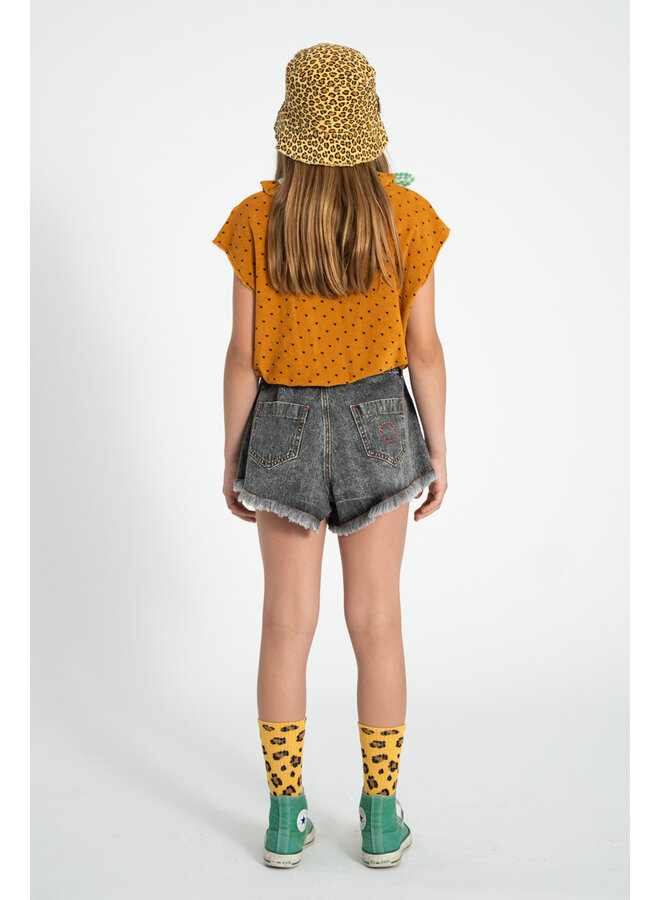 Piupiuchick - Shorts w/ fringes - Washed black denim