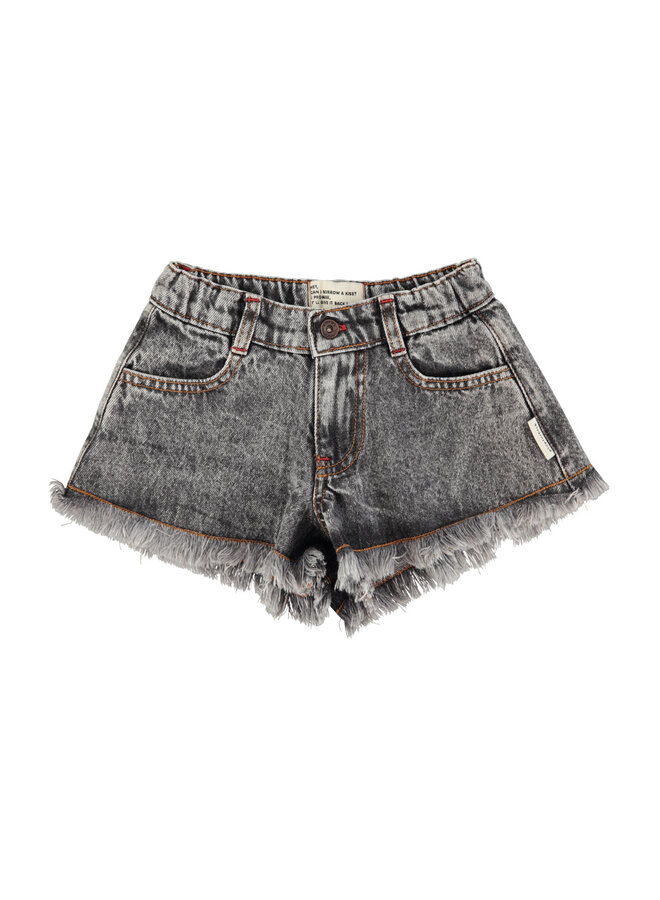 Piupiuchick - Shorts w/ fringes - Washed black denim