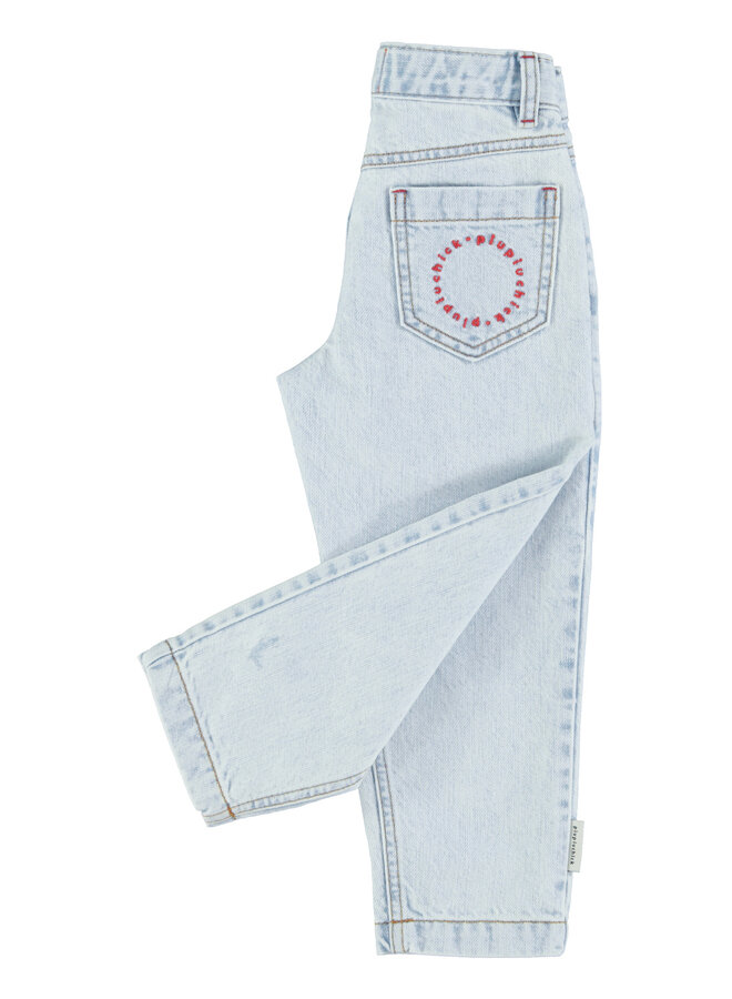 Piupiuchick - Mom fit trousers - Washed light blue denim