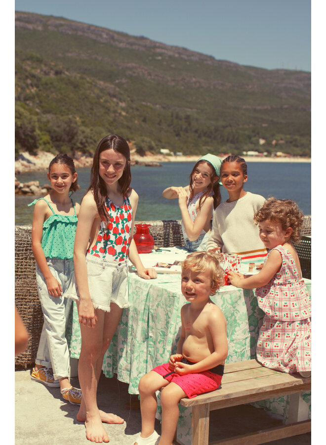 Piupiuchick - Shorts w/ fringes - Washed light blue denim