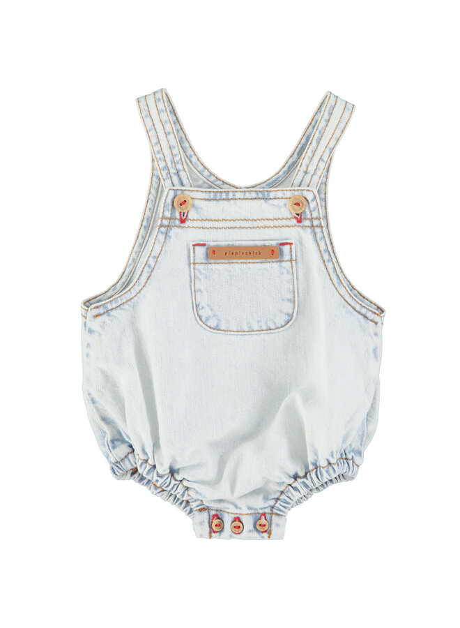 Piupiuchick - Baby romper - Washed light blue denim