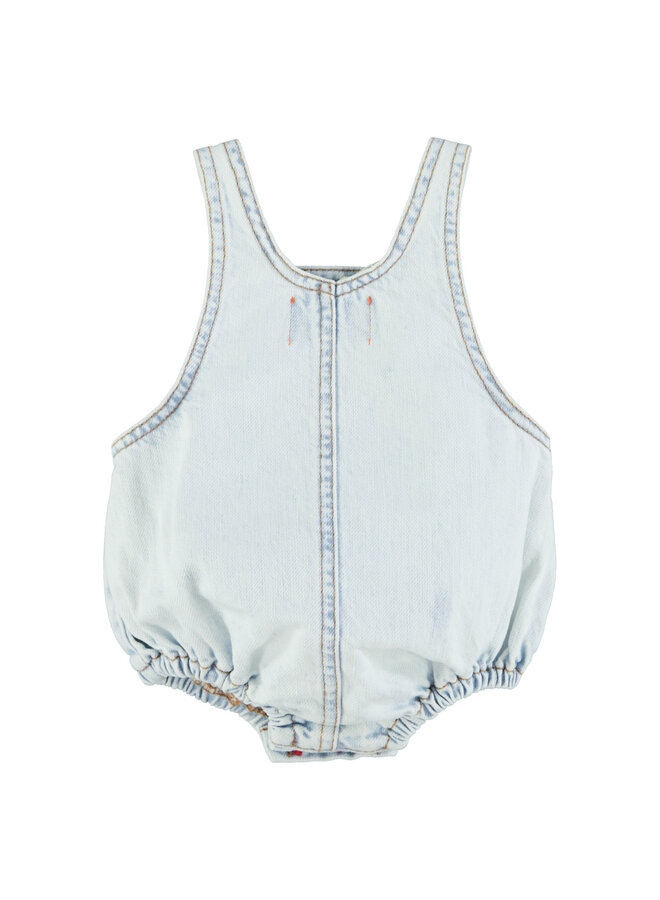Piupiuchick - Baby romper - Washed light blue denim