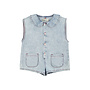 Piupiuchick - Short sleeveless jumpsuit - Blue light denim w/ apple print