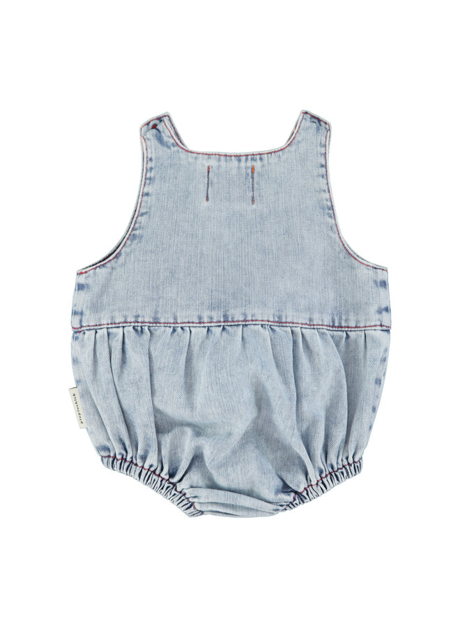 Piupiuchick - Sleeveless baby romper - Blue light denim