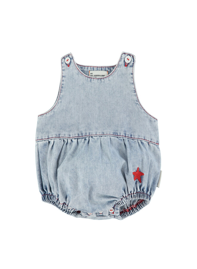 Piupiuchick - Sleeveless baby romper - Blue light denim