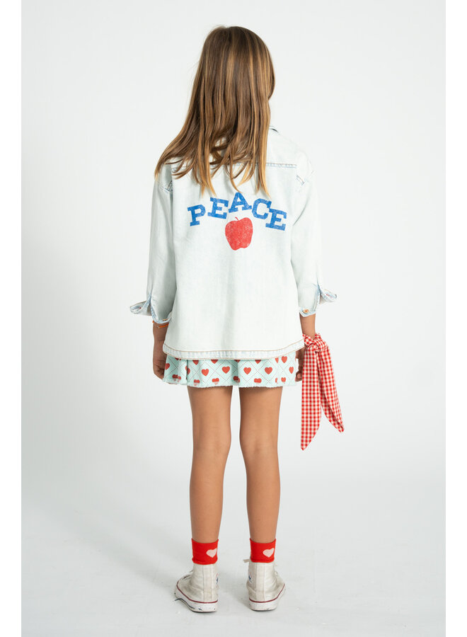 Piupiuchick - Short skirt - Light blue w/ red hearts allover