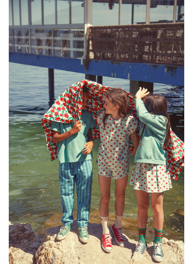 Piupiuchick - Short skirt - Light blue w/ red hearts allover