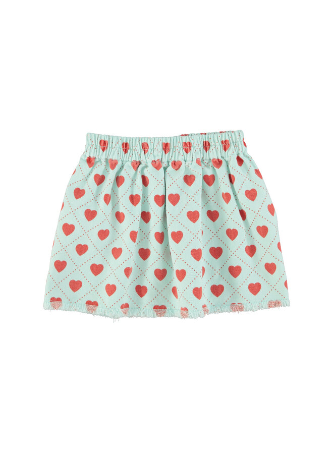 Piupiuchick - Short skirt - Light blue w/ red hearts allover