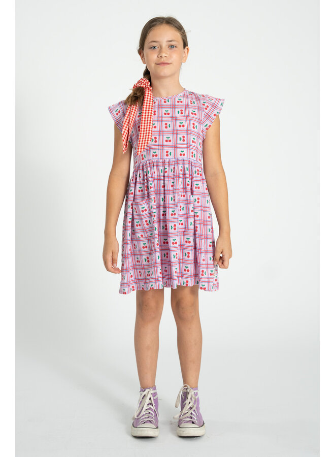 Piupiuchick - Short dress - Lilac w/ cherries allover
