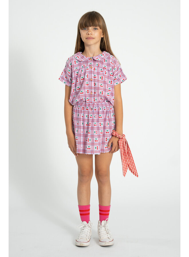 Piupiuchick - Peter Pan collar shirt - Lilac w/ cherries allover