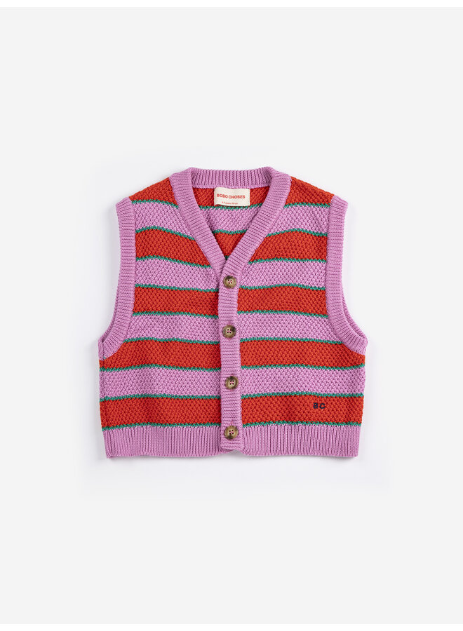 Bobo Choses - BC striped knitted vest - Purple