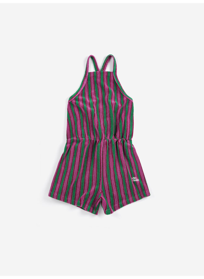 Striped terry cloth playsuit - Purple
