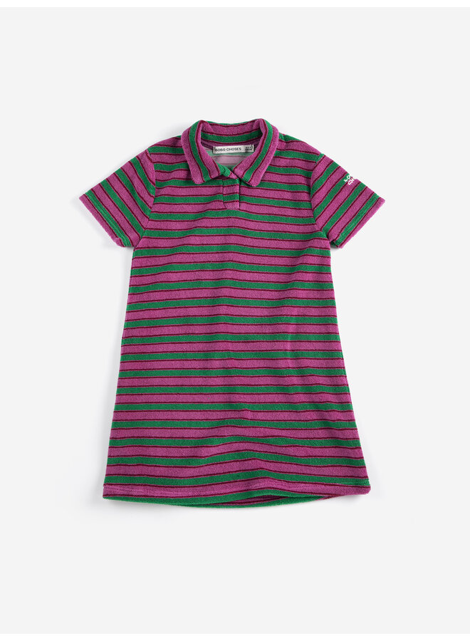 Bobo Choses - Striped terry cloth polo dress - Purple