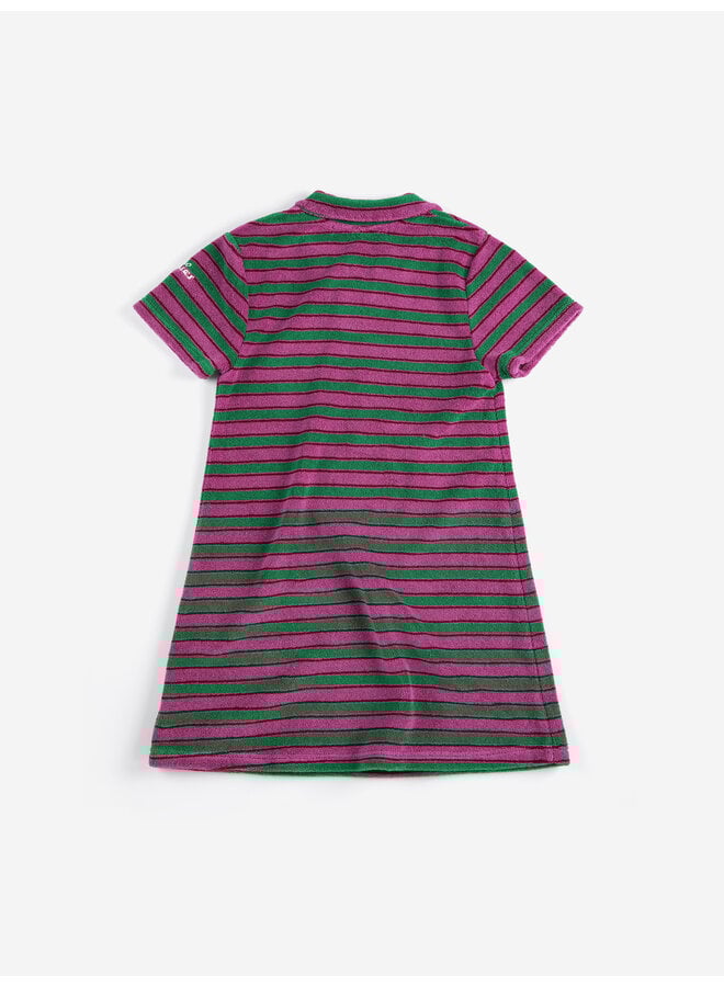 Bobo Choses - Striped terry cloth polo dress - Purple