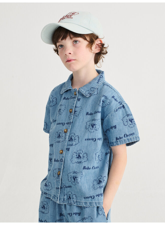 Bobo Choses - Pickle the dog all over denim shirt - Prussian blue